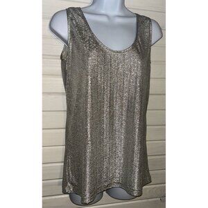 REISS Sz SMALL Gemma Metallic Gold Champagne Tank Top Foil Shimmer Shirt Blouse